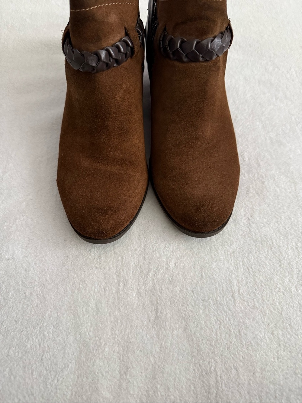 Crown Vintage Brown Suede Leather Ankle Boots Womens 8.5 Western Boho - Picture 6 of 11
